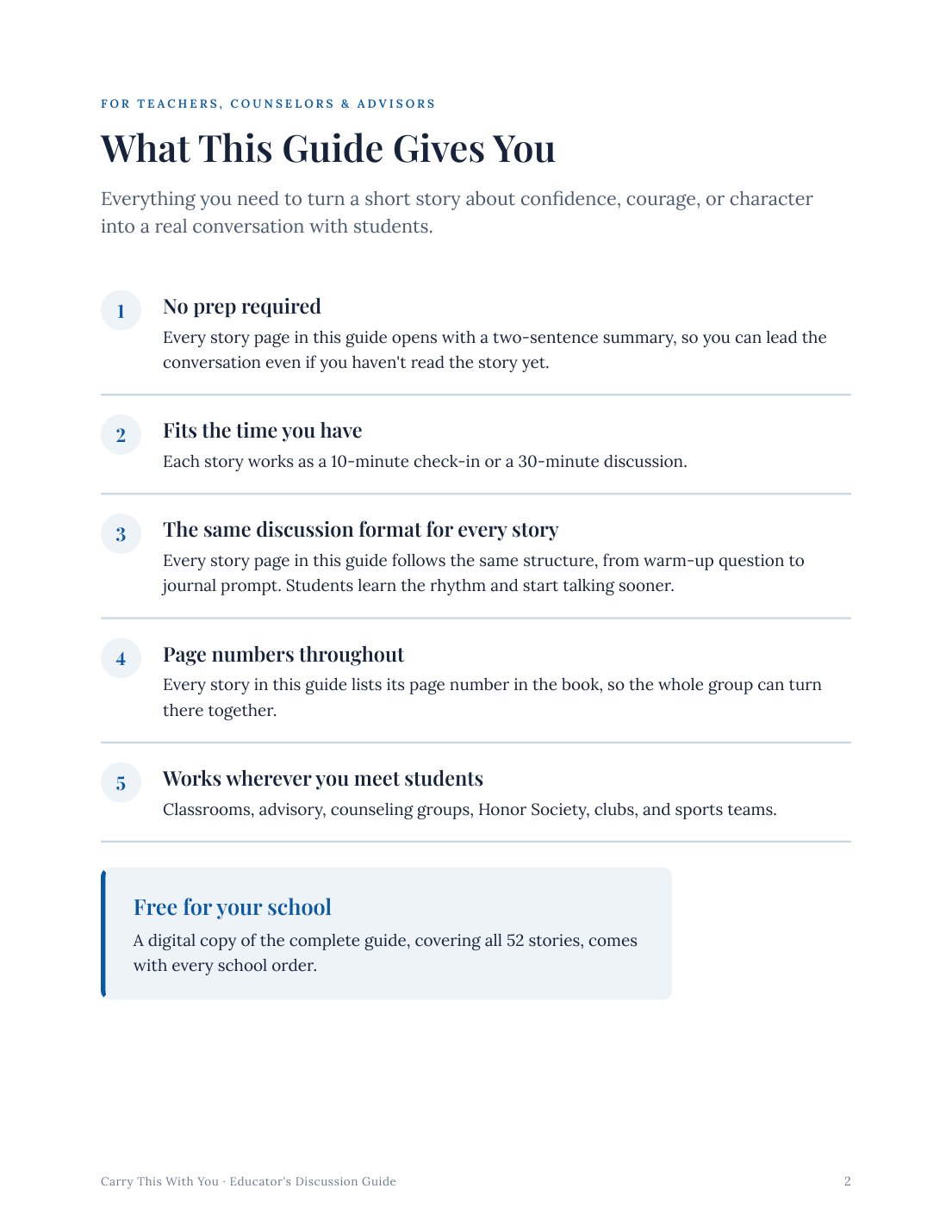 Educator's Discussion Guide, page 2