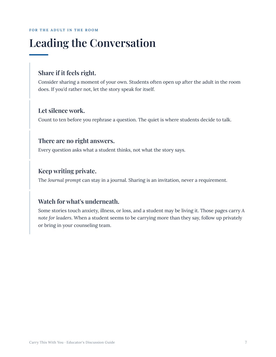 Educator's Discussion Guide, page 7